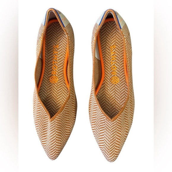 Rothy’s The Point Amber Herringbone Metallic Ballet Flats Size 9 Rare Shoes - Picture 1 of 9